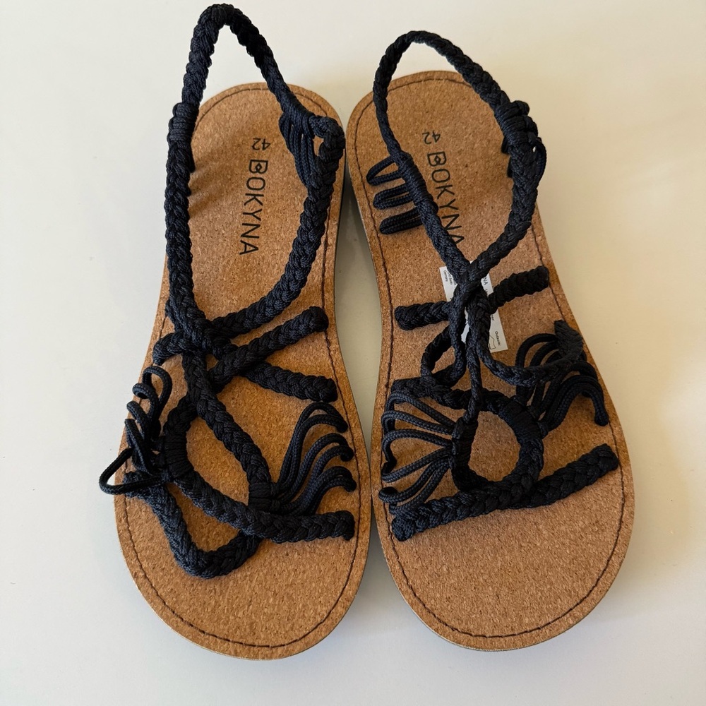 BOKYNA  FREEDOM Black Sandals Size 42 US 11 Handmade  Vegan Waterproof Wide New